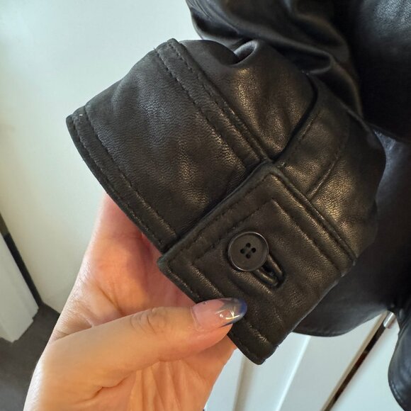 VINTAGE CALVIN KLEIN Y2K 90S STYLE PADDED LEATHER JACKET SIZE SMALL - Picture 3 of 11